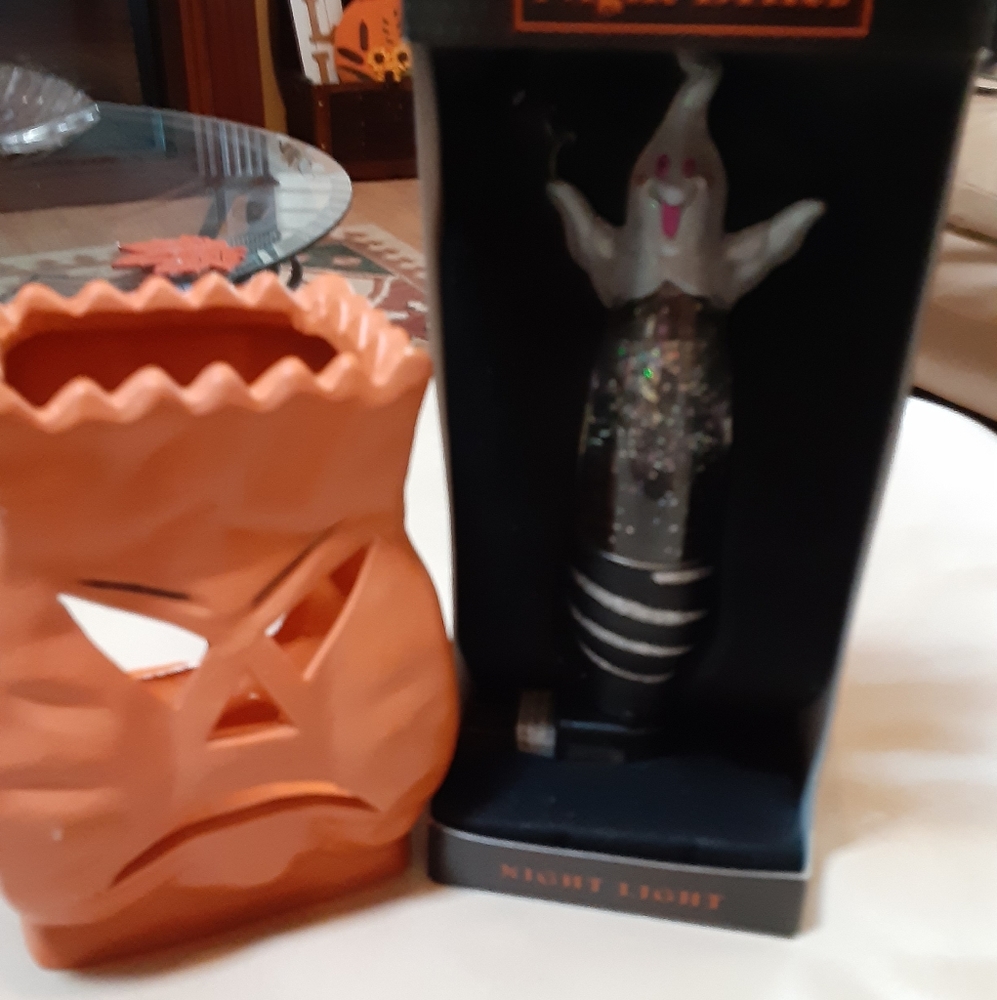 Vintage Ceramic Jackolantern & Ghost Nightlight